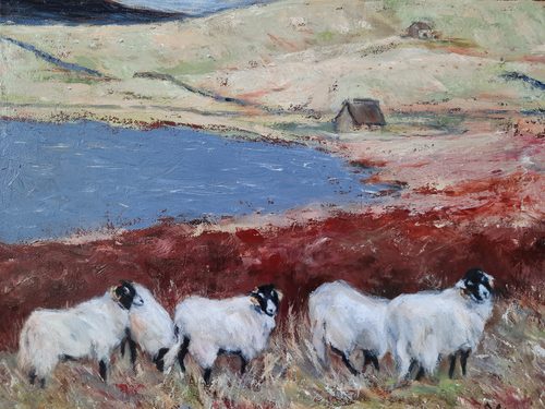 Oil with palette knife, Grimwith Reservoir.